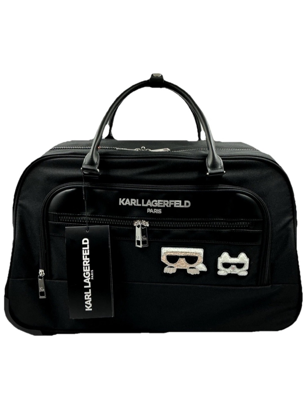 Karl Lagerfeld Black Logo Patch Duffel Bag
